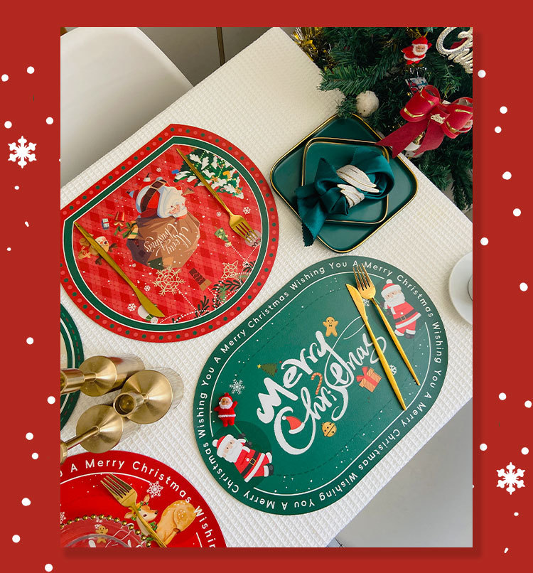 圣诞节餐垫皮革节日隔热垫印花桌垫布跨境聚会装饰杯垫派对西餐垫详情12