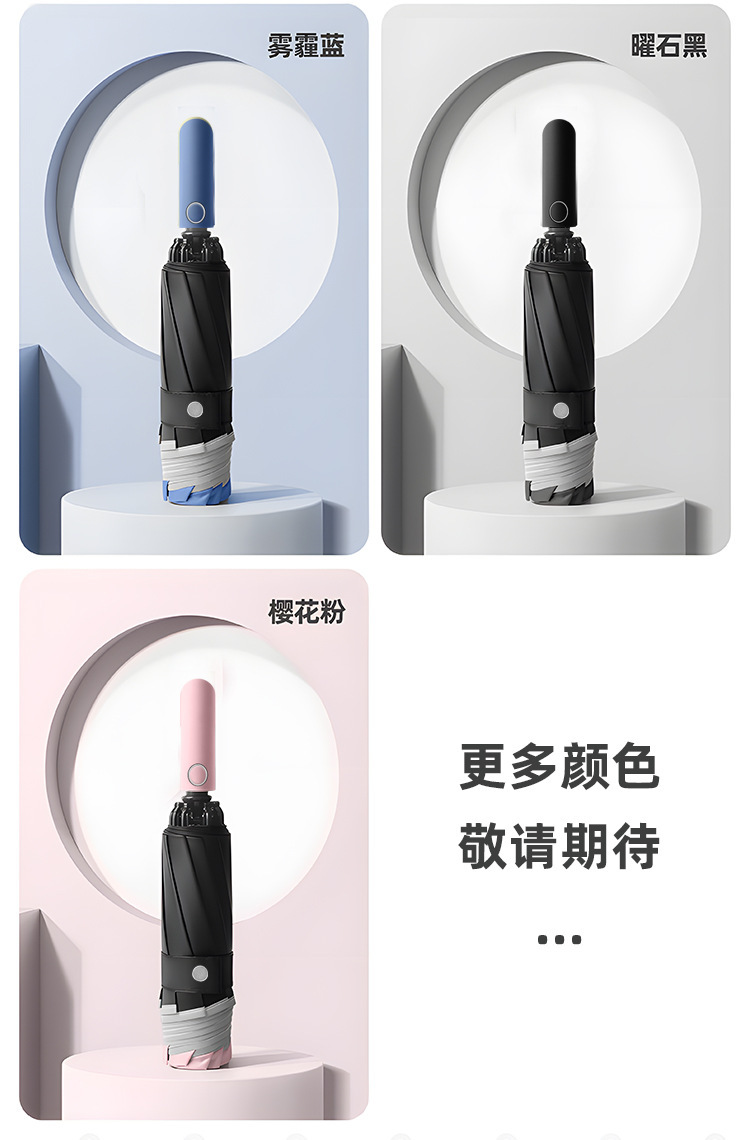 雨伞折叠伞反向双骨反光条晴雨伞加固抗风暴加厚黑胶雨伞自动大号详情11
