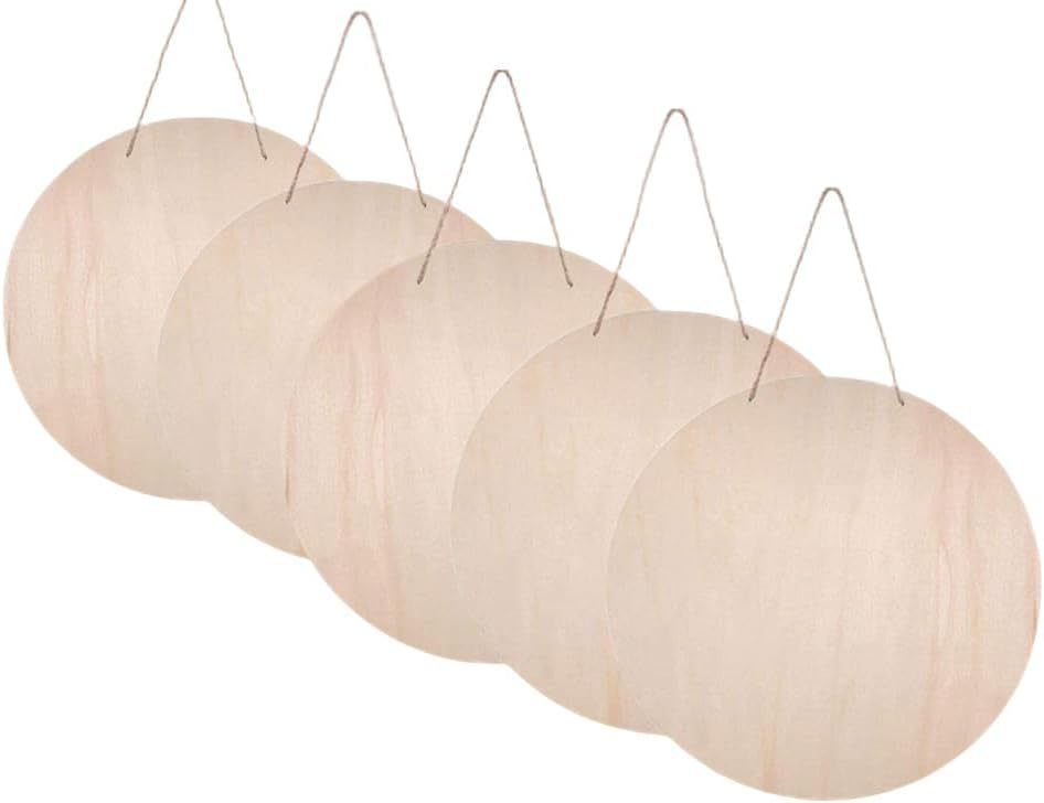 30cm打孔圆形门牌挂牌木制空白圆木片工艺品DIY木质圣诞节日装饰详情8