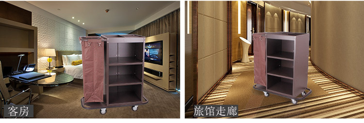 Customized single-sided room trolleys, hotel service trolleys, hotel room trolleys, cleaning work hand carts and linen trolleys pic 7