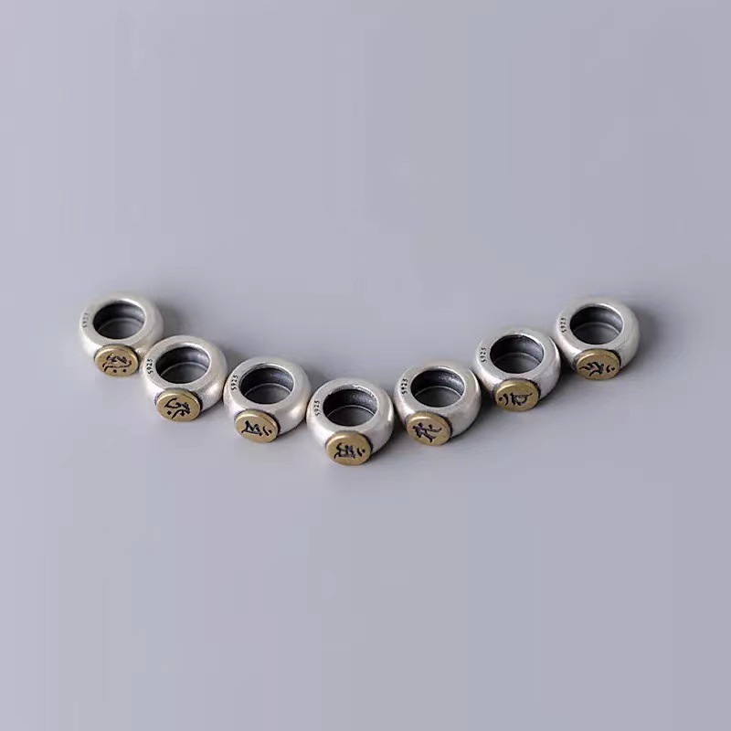 925银心咒配饰十二生肖守护神本命佛梵文隔珠diy手链珠详情15