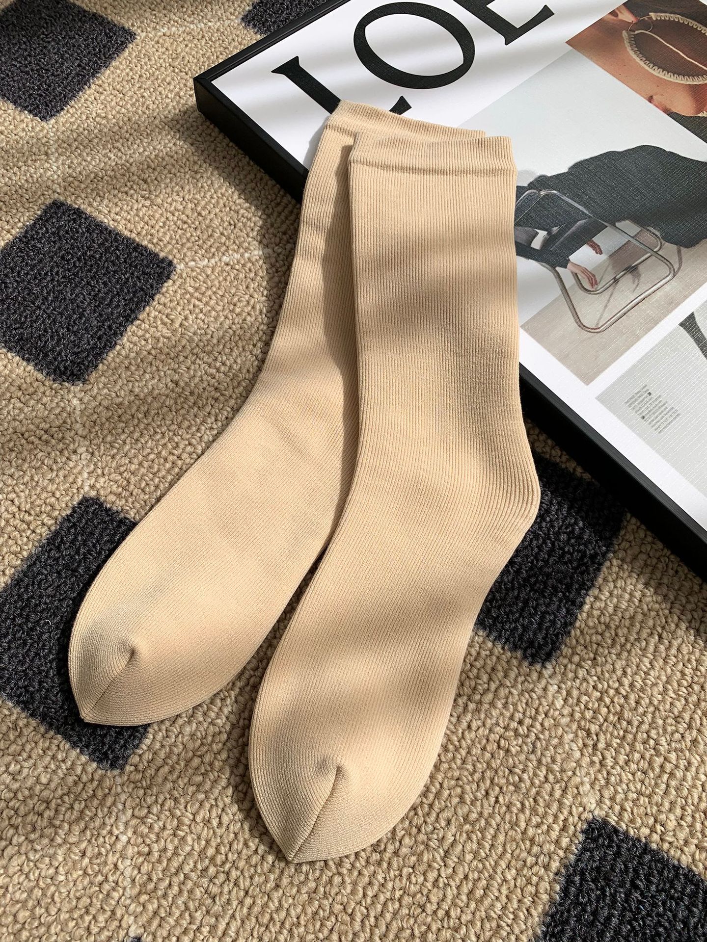 Unisex couple style fleece and thickened warm snow socks, mid-length home cotton socks, postpartum socks, floor socks pic 45