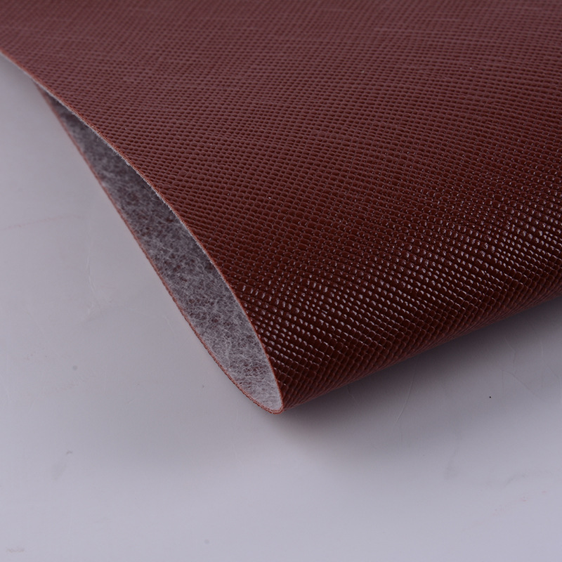 Hot-selling spunlace bottom hard cross-patterned PVC luggage artificial leather decorative leather fabric pic 4