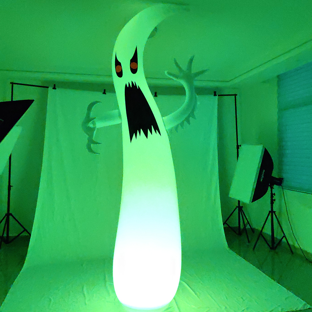 跨境新品PVC万圣节白鬼幽灵LED发光充气气模户外庭院草坪装饰道具详情2