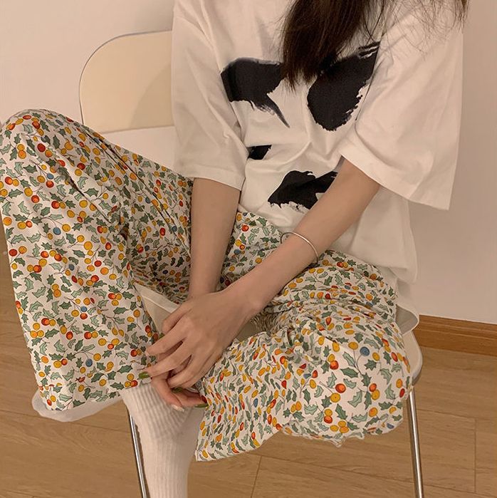 遛弯裤卡通睡裤女春秋新款居家可爱印花宽松休闲夏季空调防蚊长裤详情35