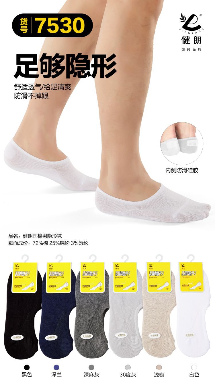 健朗春夏款男袜精梳棉船袜薄款透气隐形袜吸汗防臭广东袜盒装详情18
