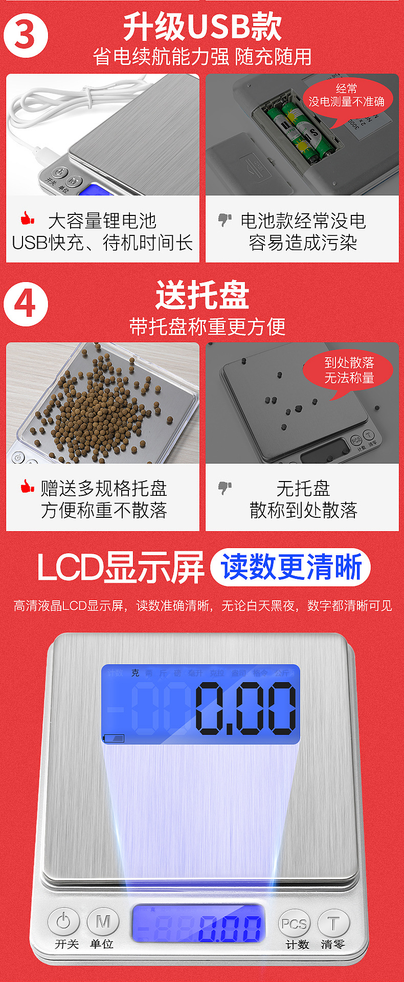 批发i2000电子秤家用食物厨房秤迷你珠宝秤小型电子厨房称重克称详情26