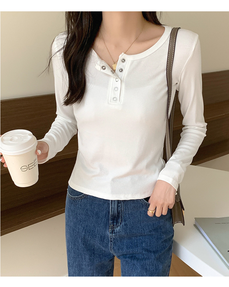 实拍设计感短款打底衫2022秋冬新款韩版螺纹棉长袖T恤女修身上衣详情17