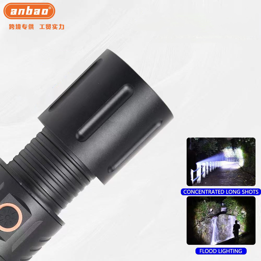 Zoom flashlight battery display USB charging outdoor searchlight, camping night fishing special emergency light wholesale pic 1