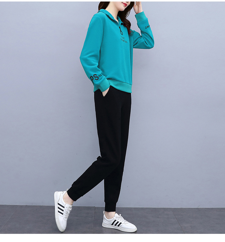 运动套装女春秋2023新款时尚立领长袖休闲跑步服女装卫衣两件套潮详情23