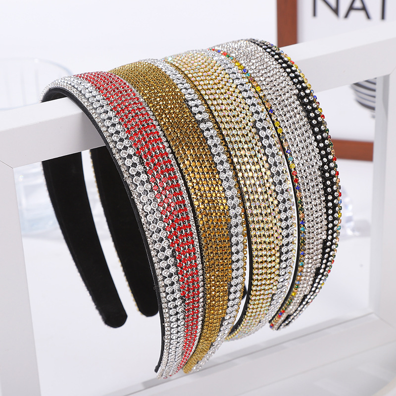 跨境专款镶钻发箍水钻水晶手工黏粘PC底箍内齿防滑批发详情2