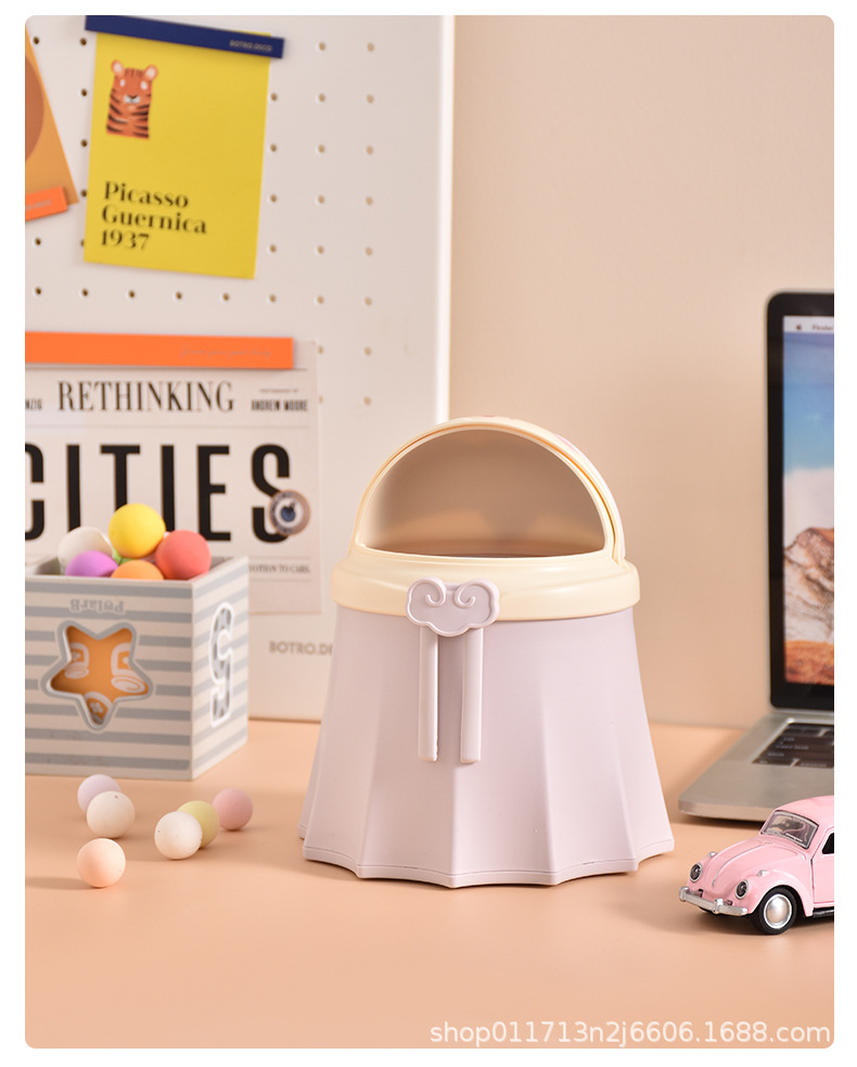 新品可爱创意桌面公主垃圾桶摆件家用客厅办公收纳桶迷你纸篓批发详情15