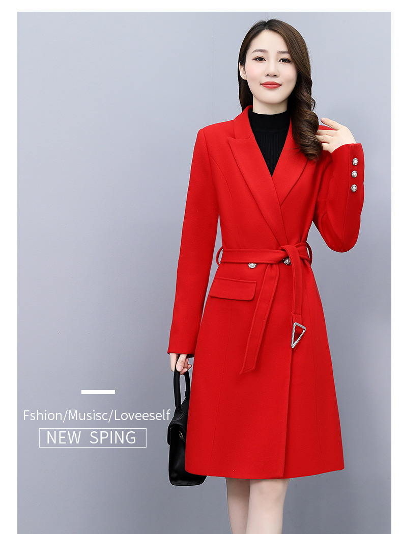High-end woolen coat for women, mid-length, 2021 autumn/winter new style, fashionable and elegant, a slimming and form-fitting woolen coat for socialite pic 21