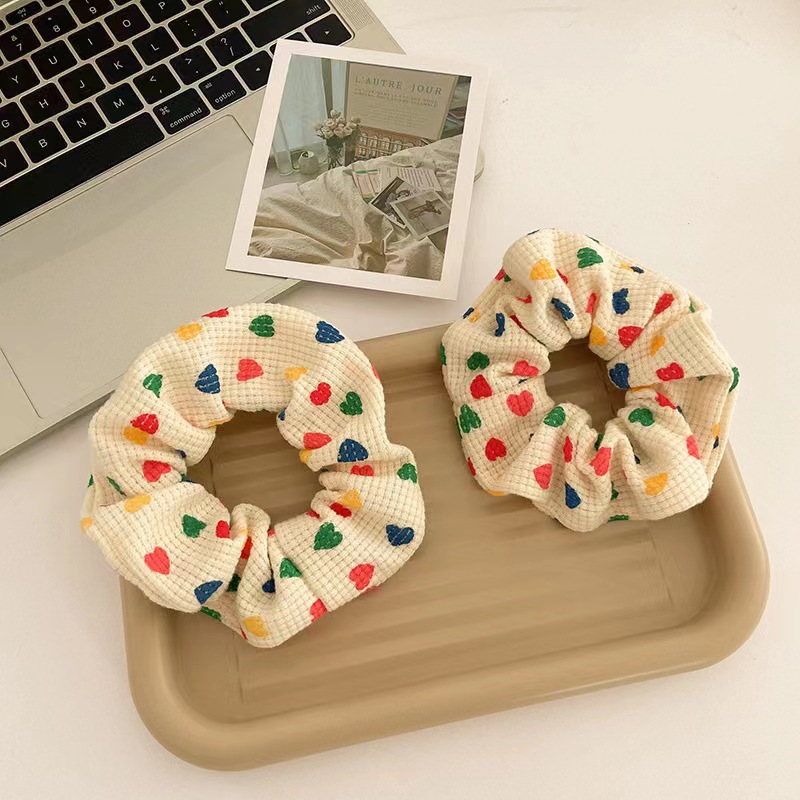 华夫格发圈少女大肠圈简约发饰韩版头饰新款甜美可爱头绳气质发绳详情3