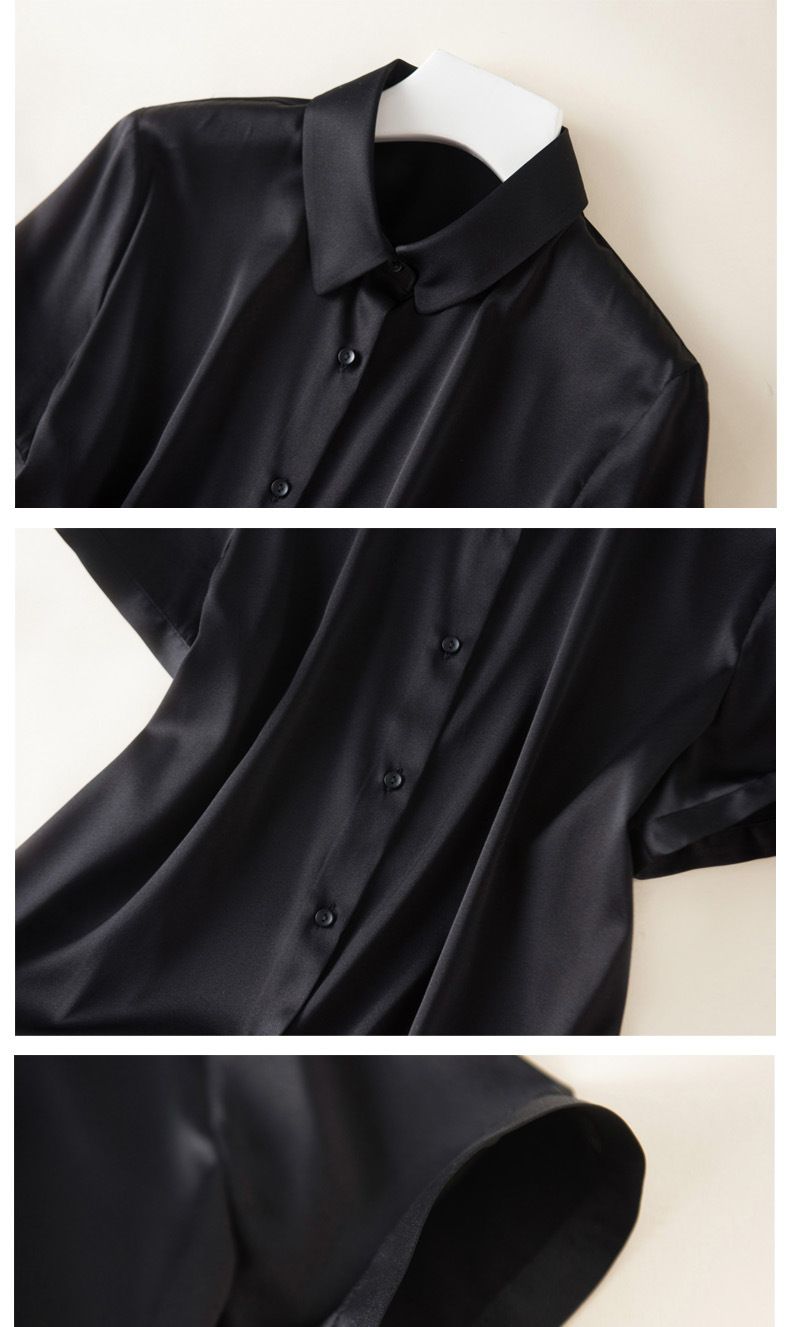 Silk short-sleeved shirt, a new summer professional shirt for women, with a unique design sense and a niche commuting top made of mulberry silk pic 33