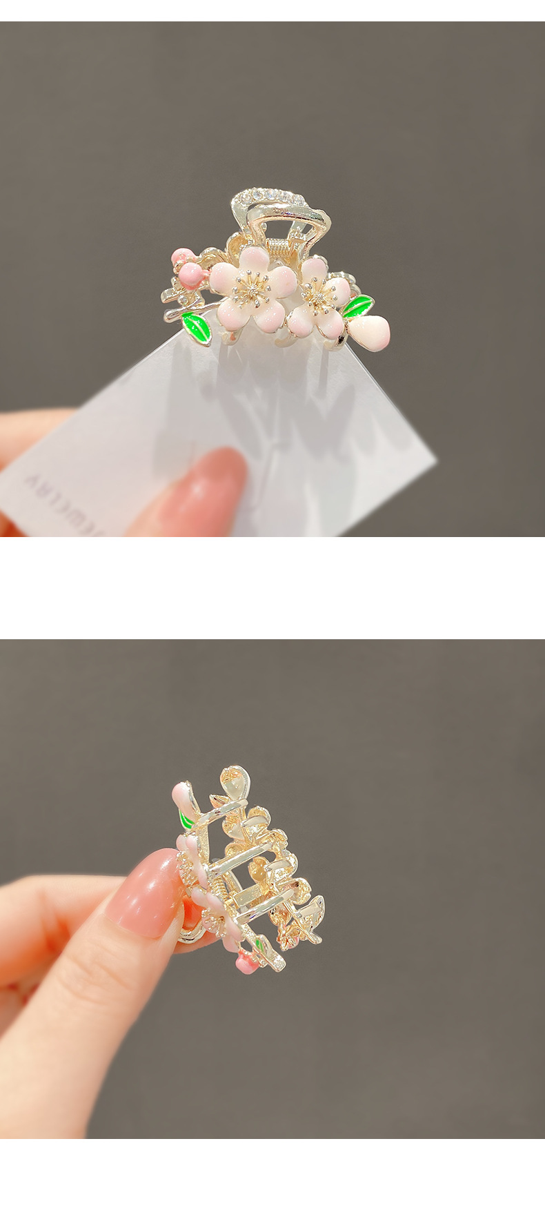 高级感樱花抓夹小号花朵刘海发夹顶夹后脑勺精致发抓新款发饰夹子详情4