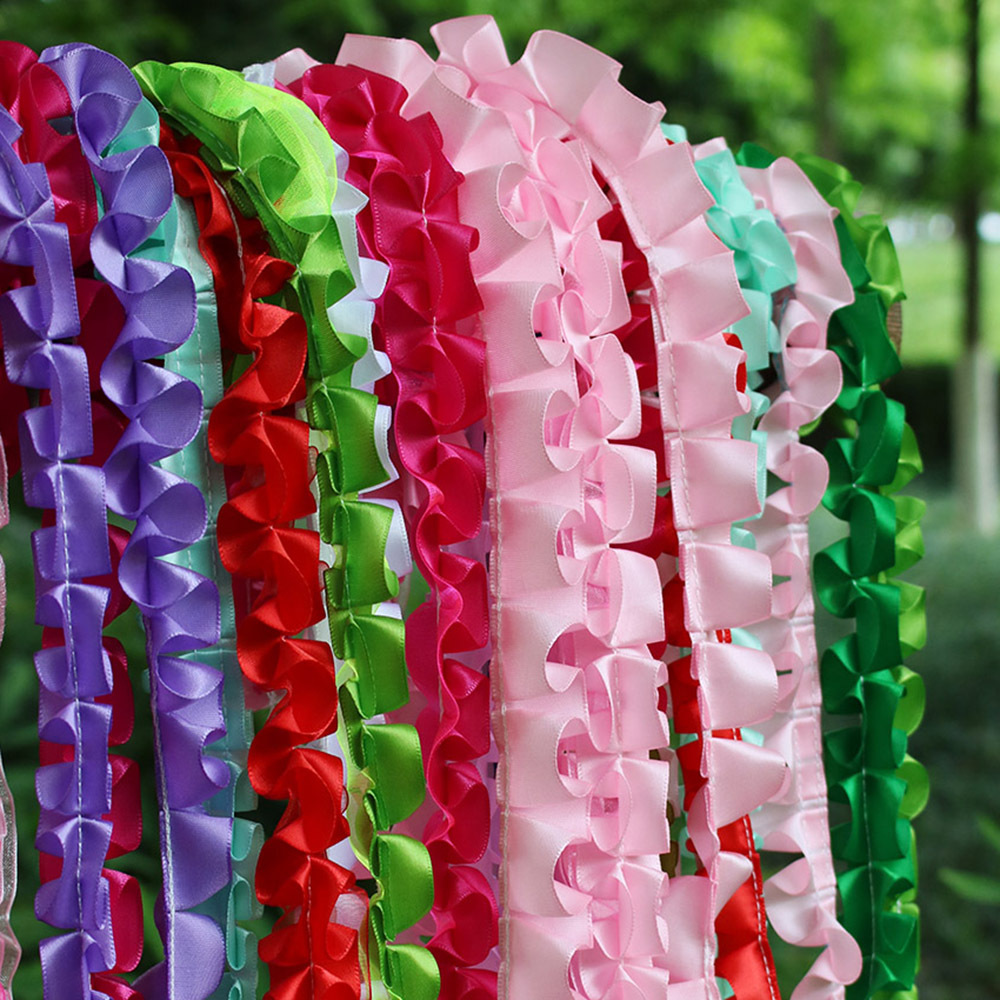 4cm雪纱带褶皱花边 手工diy服装辅料 蕾丝丝带抽皱裙摆窗帘配件详情7