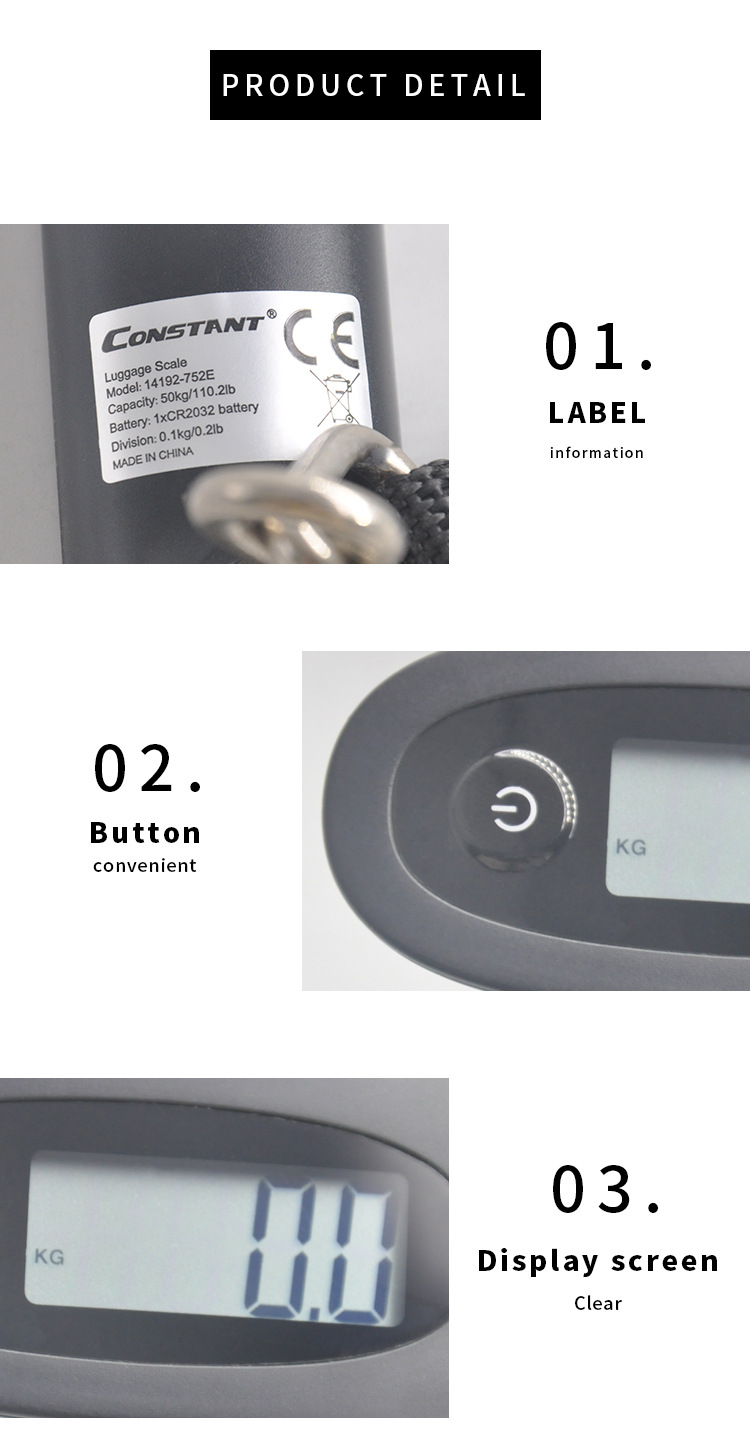 [Cosntant-752E]厂家直销电子行李秤跨境外贸50KG便携式行李称商务出行    电子称详情5