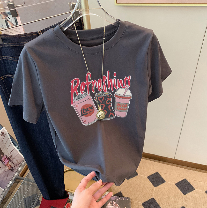 圆领短袖T恤女2025夏季新款精梳棉时尚百搭洋气减龄宽松显瘦ins潮详情4