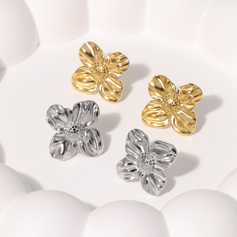 跨境欧美钛钢耳钉女不掉色简约高级感冷淡风耳饰金属感不锈钢耳钉详情23