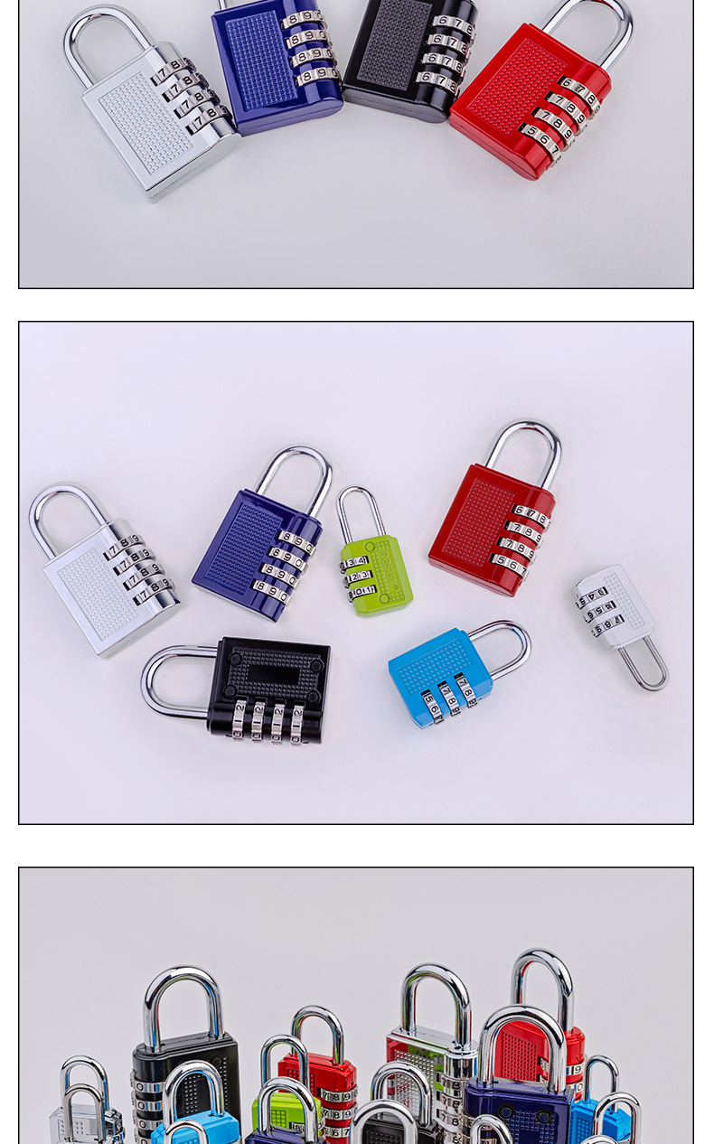 Jiajiang padlock key password padlock Cabinet Luggage opening padlock 4-digit password anti-theft lock Gym small lock pic 13