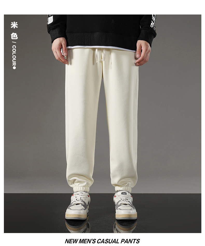 Cotton casual pants for men 2023 Spring/autumn knitted sports tapered sweatpants, loose, large-sized, fleece and thickened straight-leg pants pic 22