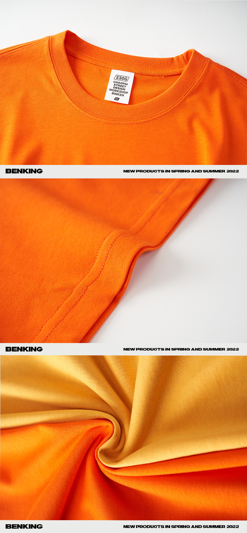 Primavera de BK hombre | 2024 230G bombazo ChunMian camisetas de color blanco puro hombres con manga corta se base ancha del hombro pic 18
