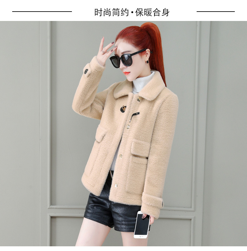 A short tweed coat for women, 2020 winter new style, fashionable and trendy for petite people, imitation mink woolen overcoat pic 11