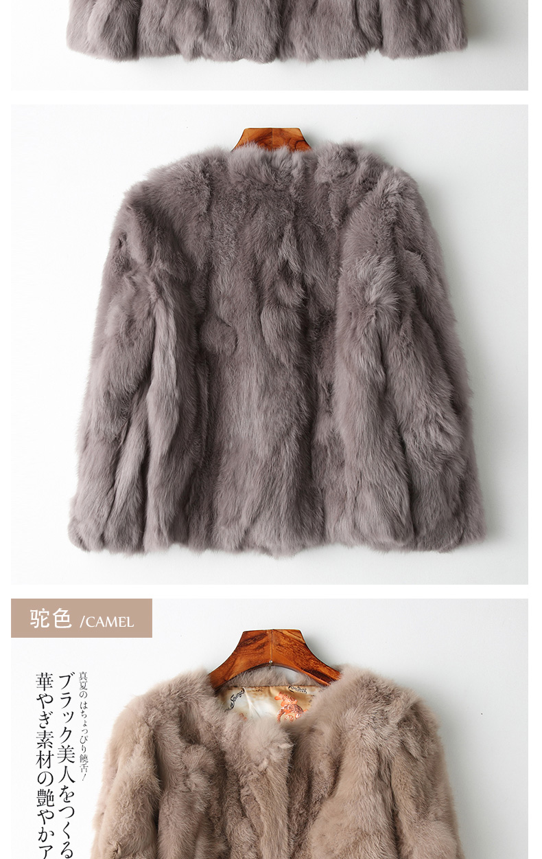 Export trade, one-piece consignment of real rabbit fur coats for women, short style, new Korean style, slimming fur wholesale pic 16