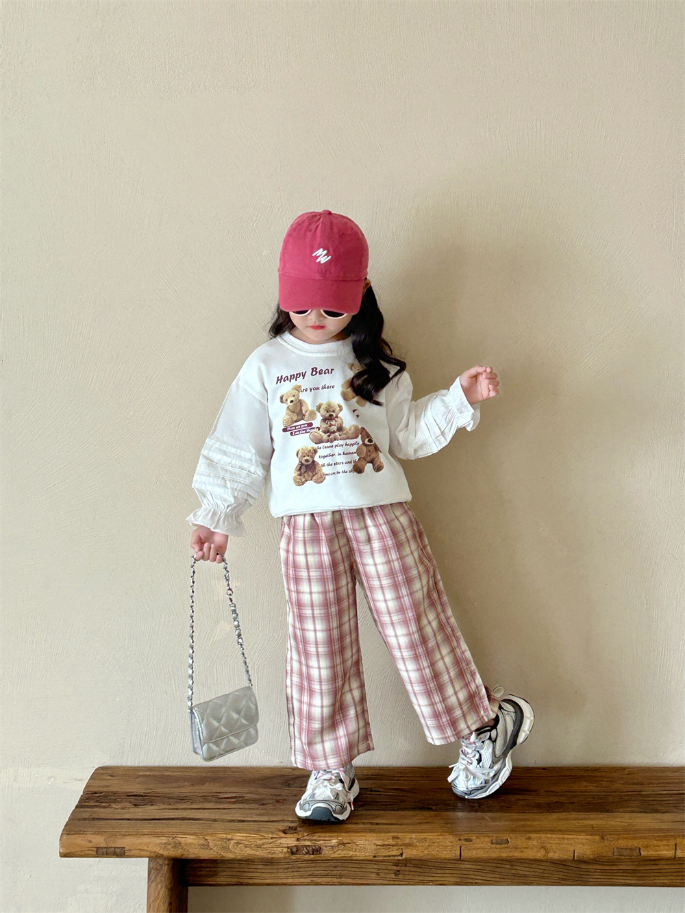 Otoño 2024 nueva chica dibujos animados oso casual sudadera versión coreana de los niños otoño vestido de bebé de aire patchwork top pic 5
