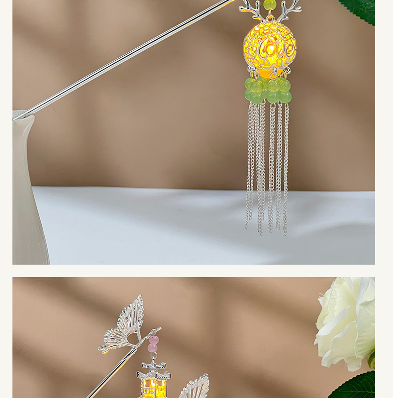 古风发簪流苏发光龙灯笼簪子挽发宫廷仙气头饰日常气质百搭发饰品详情14