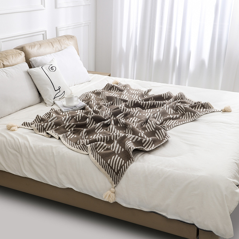 Bohemian windblown hair blanket, bay window blanket, knitted blanket, ethnic wave air conditioning blanket, tassel nap blanket pic 23