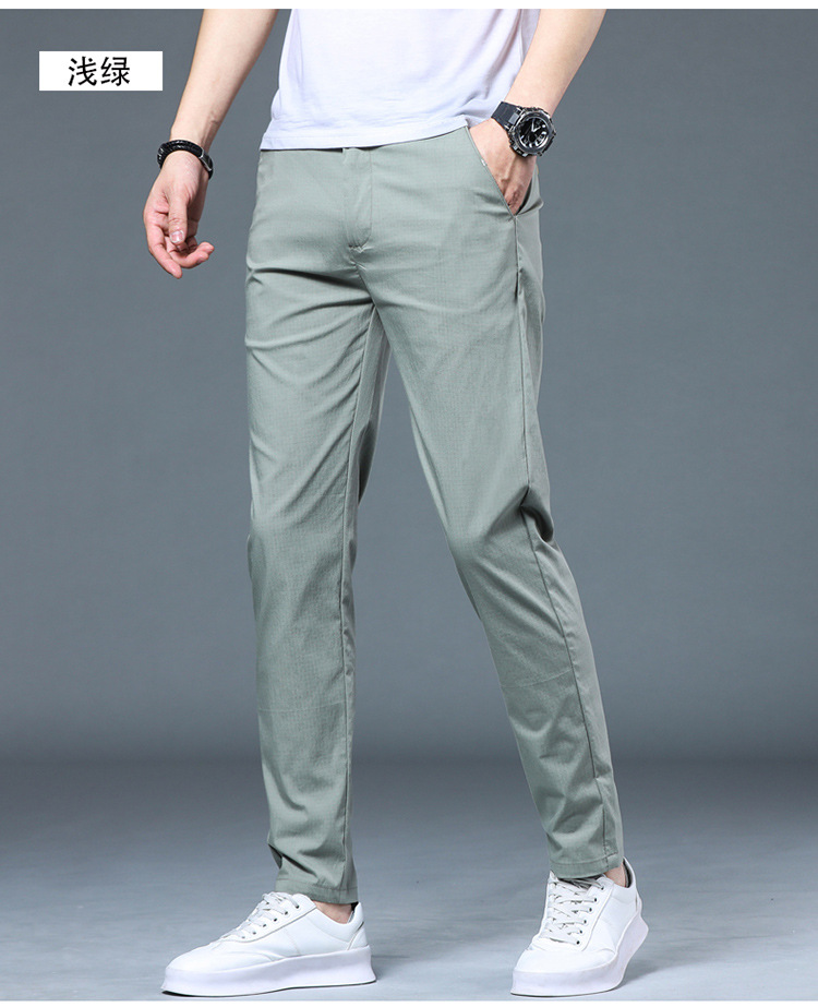夏季薄款休闲裤男款修身直筒透气弹力冰丝百搭潮流男裤子批发凉感详情31