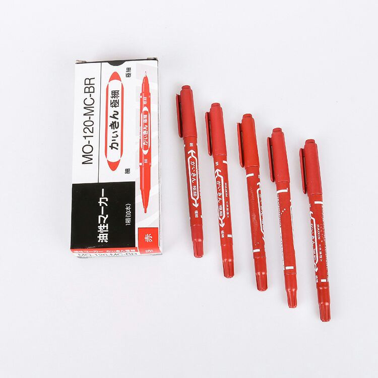 Box-packed double-headed marker pens, student stationery, office supplies, double water-based oil-based pens, marking, outlining pens, black writing pic 7