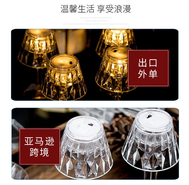 LED electronic candle night light, diamond table lamp, bedside bar creative atmosphere light, ins romantic decorative small table lamp pic 6