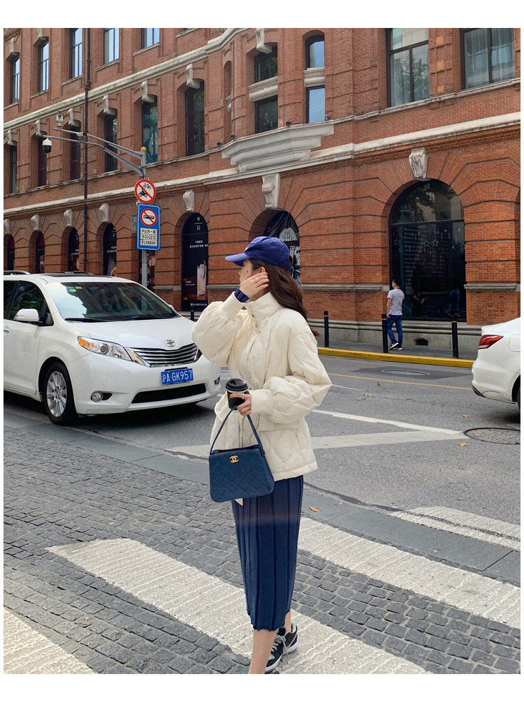 白色羽绒棉服女冬外套2022年新款轻薄收腰韩版欧货冬装短款面包服详情31