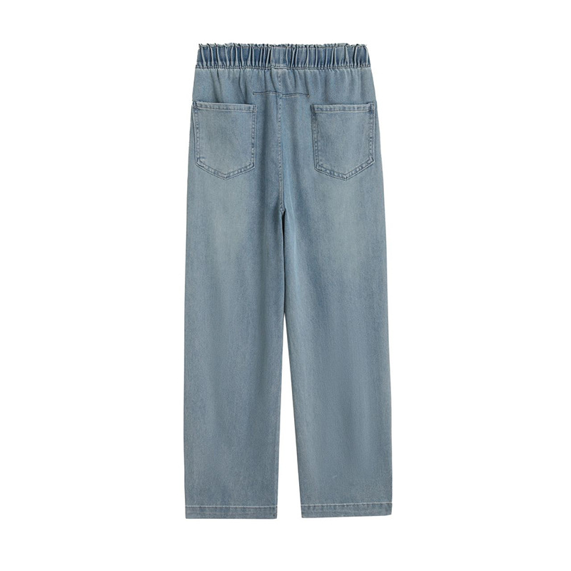 重工水洗超软天丝牛仔弯刀裤莱赛尔显瘦显腿长春夏款高腰直筒裤详情8