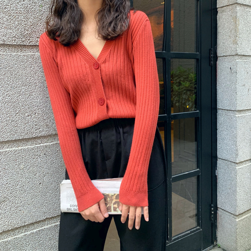 秋冬新款外穿内搭温柔风短款宽松V领毛衣外套针织衫开衫女装上衣详情8