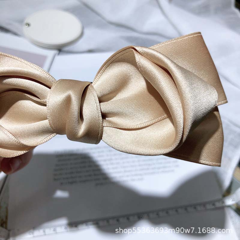 Japanese and Korean cotton ribbon solid-color bow top clip, sweet and versatile for girls, woven ribbon spring clip, ponytail clip, hair accessory and headwear pic 5