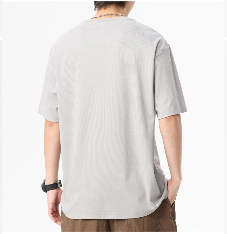 短袖T恤男夏季新款冰感宽松舒适半袖打底衫日系简约条纹休闲体恤详情14