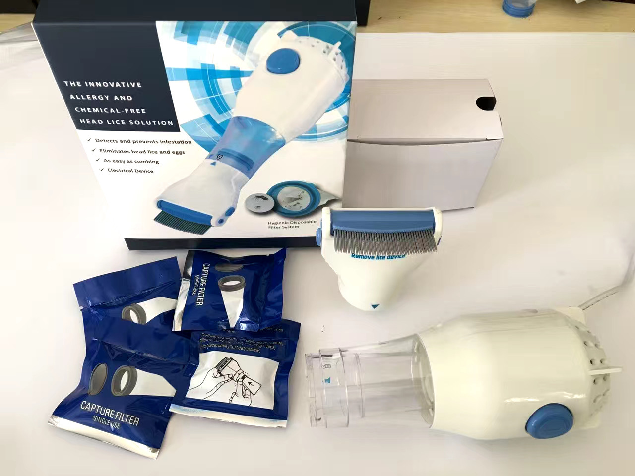 Cross-border Amazon foreign trade electric lice catcher, hair cleaning comb, pet flea cleaning brush, physical lice removal machine pic 2