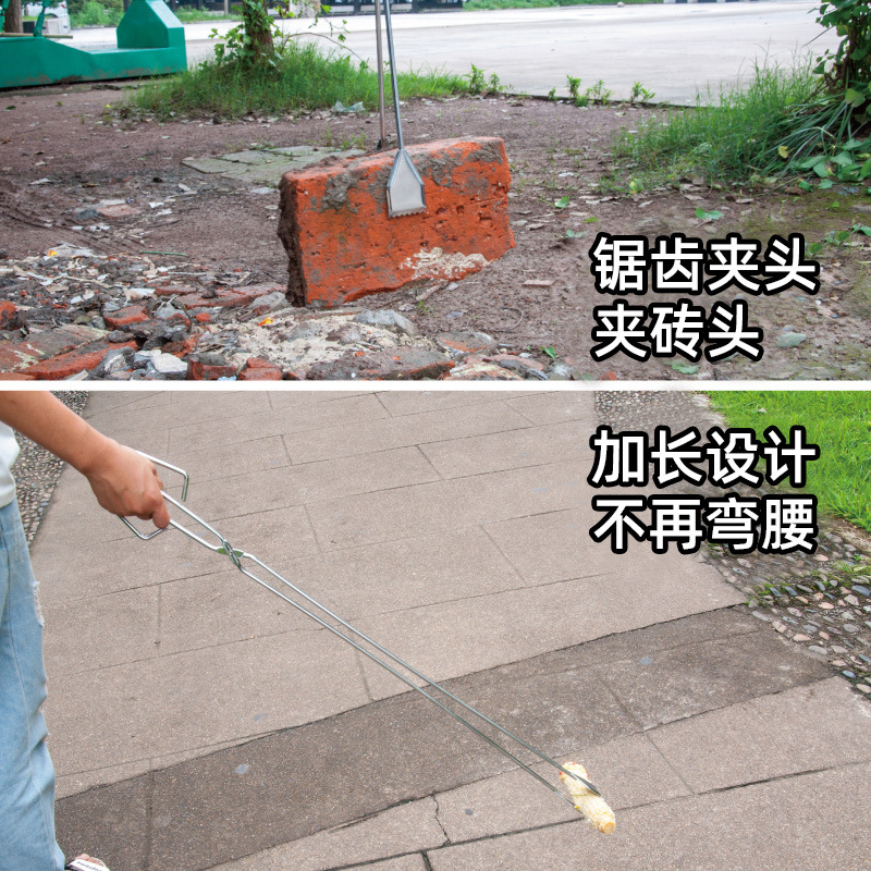 Extended stainless steel garbage tongs, fire tongs, pickers, object removers, sanitation garbage tongs, food tongs, carbon tongs pic 2