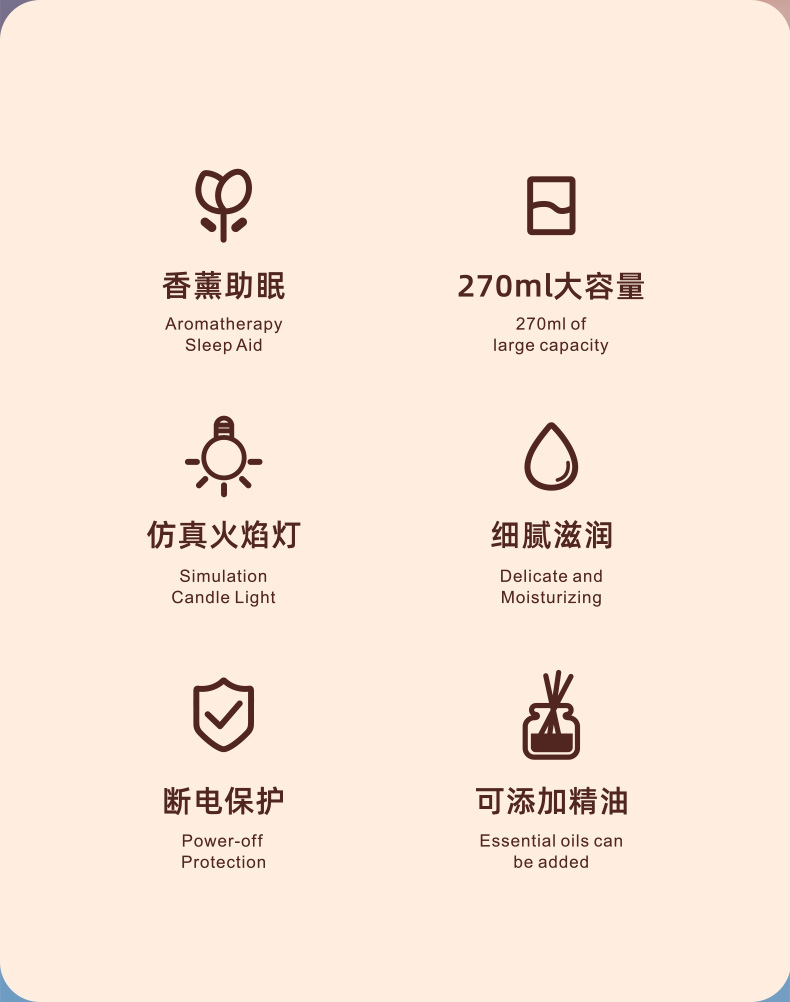 Cross-border bestseller Flame aroma diffuser, bedroom home desktop large-capacity fog-flow ultrasonic atomization humidifier pic 2