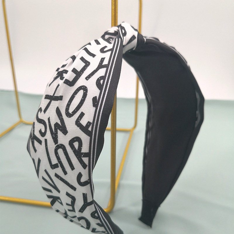 双色拼接印字母中间打结发箍宽边压发发饰欧美网红时尚发卡女详情15