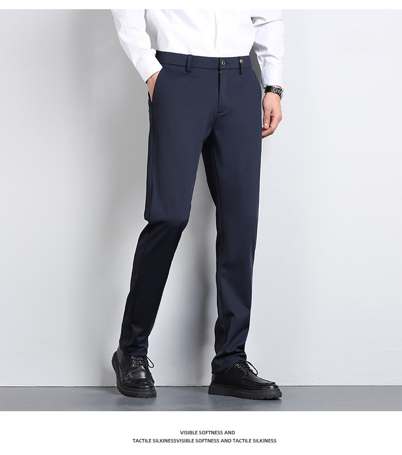 High-end business casual pants for men 2022 autumn and winter, thickened long pants, youth straight, elastic, wrinkle-free and drape dress pants pic 33