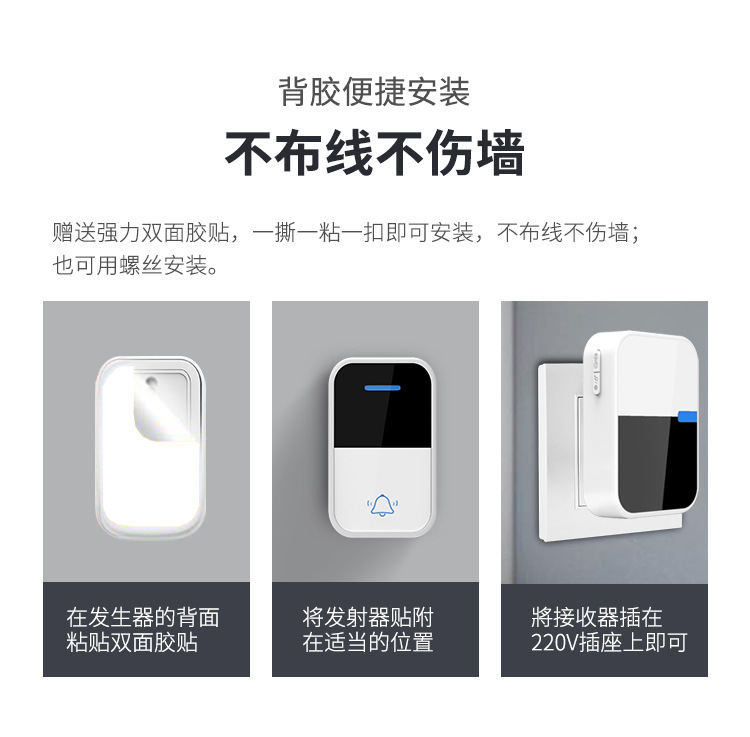 2022 New wireless doorbell for home use, waterproof, battery-free and wire-free pic 4