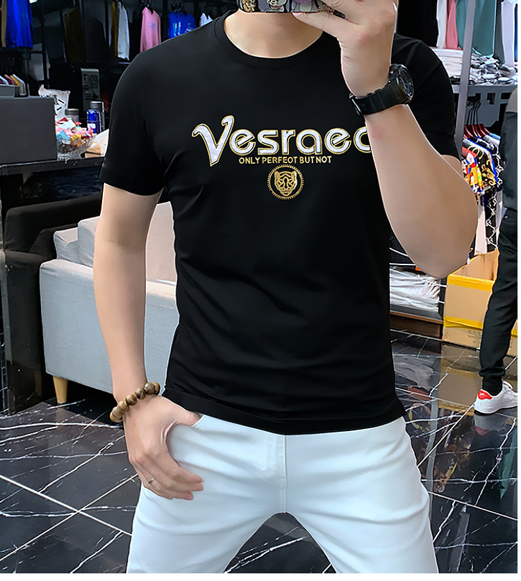 潮牌时尚男士短袖T恤冰丝棉圆领衫烫钻字母舒适透气百搭男装夏季详情11