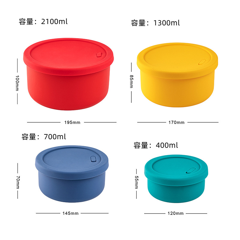 Microwave-safe, foldable silicone insulated lunch box, sealed to prevent cross-contamination of flavors, food-grade round silicone lunch box pic 17