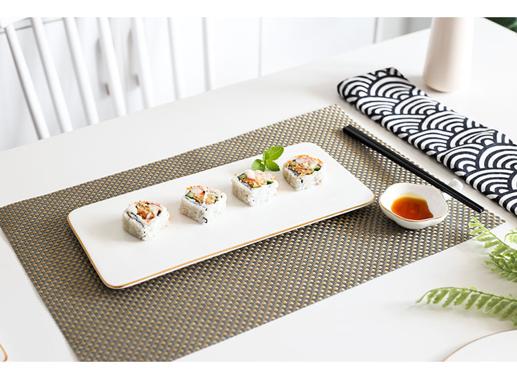 Gold-plated edge plates, ceramic Western plates, steak plates, creative Japanese sushi plates, sashimi square plates, cake flat plates, Internet celebrities pic 12