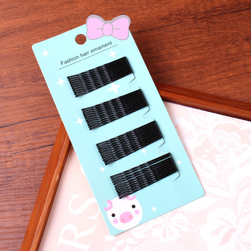 韩国精致新款发饰黑色简约碎发夹百搭波浪一字夹套装刘海边夹批发详情8